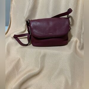 Fossil Women's Dark Red Leather Crossbody Bag